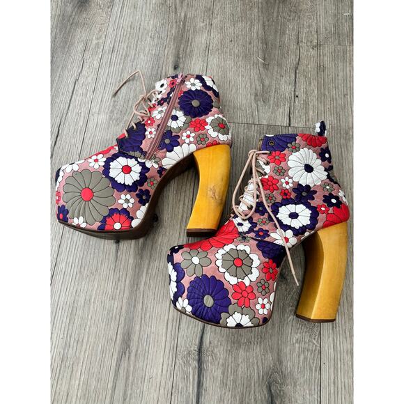 Jeffrey Campbell puff floral Lita boots size 9.5 RARE print - Picture 4 of 10